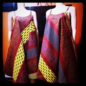 African Ankara Spaghetti Strap A-line dress